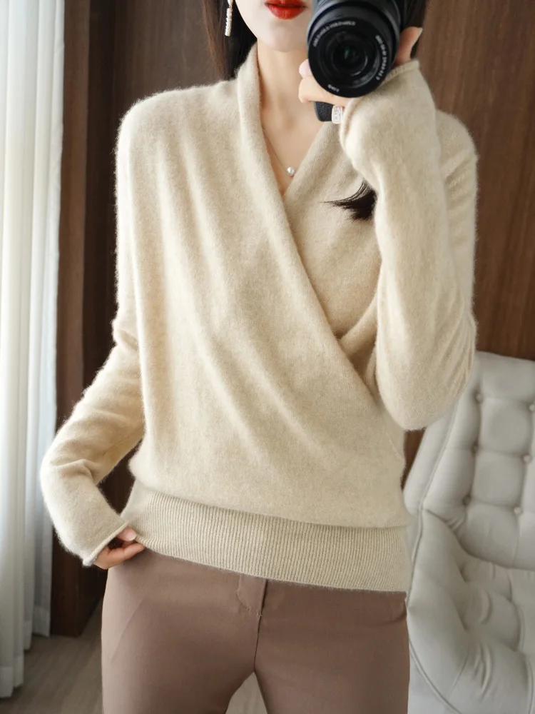 BELIARST 100% pure wool cardigan ladies V-neck top spring and autumn new thin cashmere sweater casual knitted loose female Jake