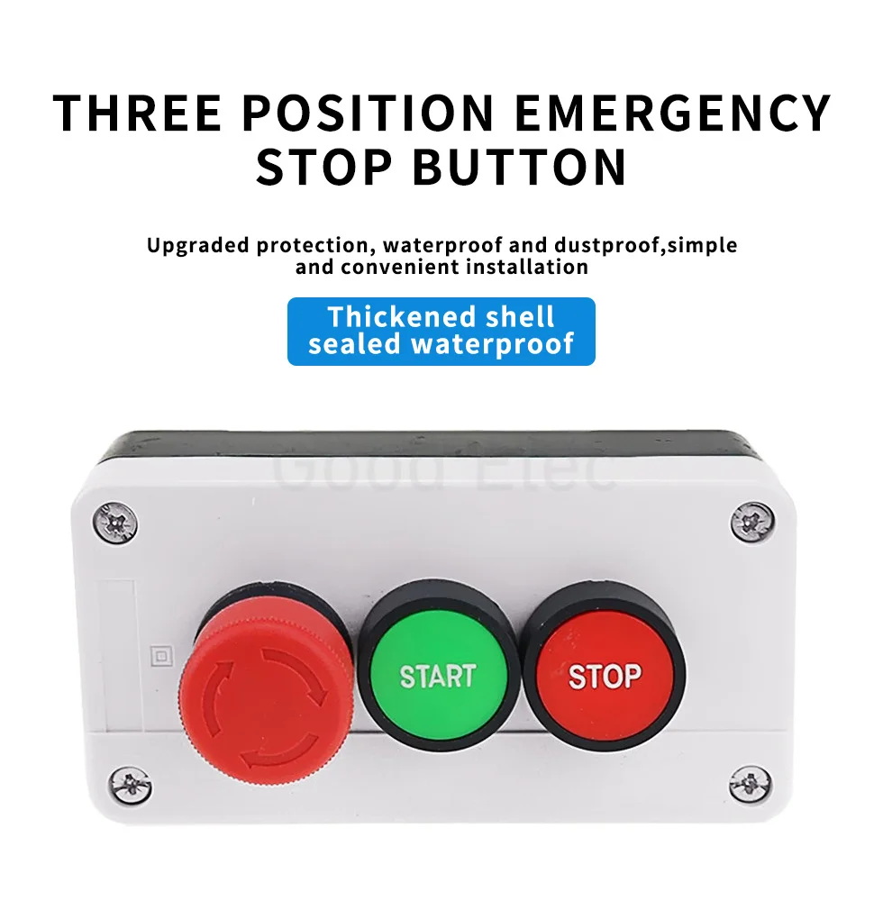 1pcs XB2 button box switch up and down stop control waterproof industrial control start stop with arrow three hole position