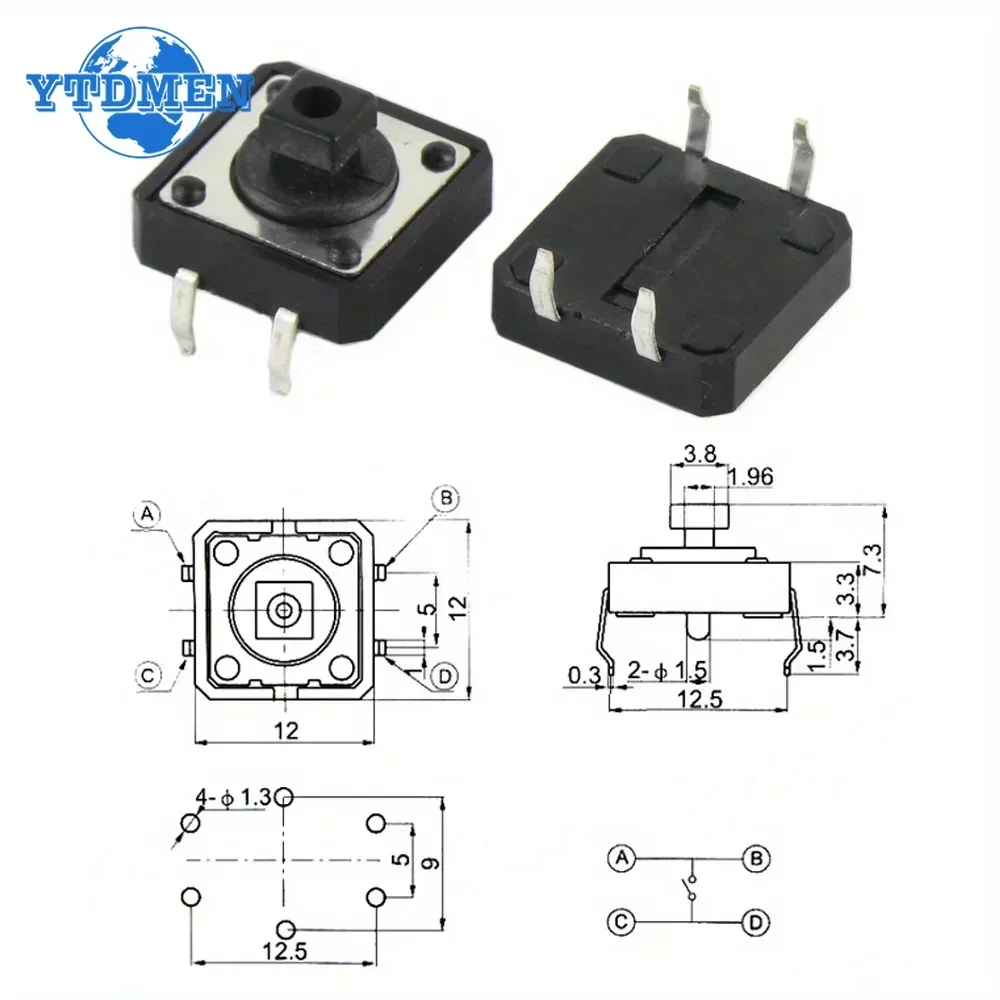 25Sets Keycap Tactile Push Button Switch Momentary 12*12*7.3MM Micro Switch Button Circular Cap Kit (5 Colors) , for Arduino