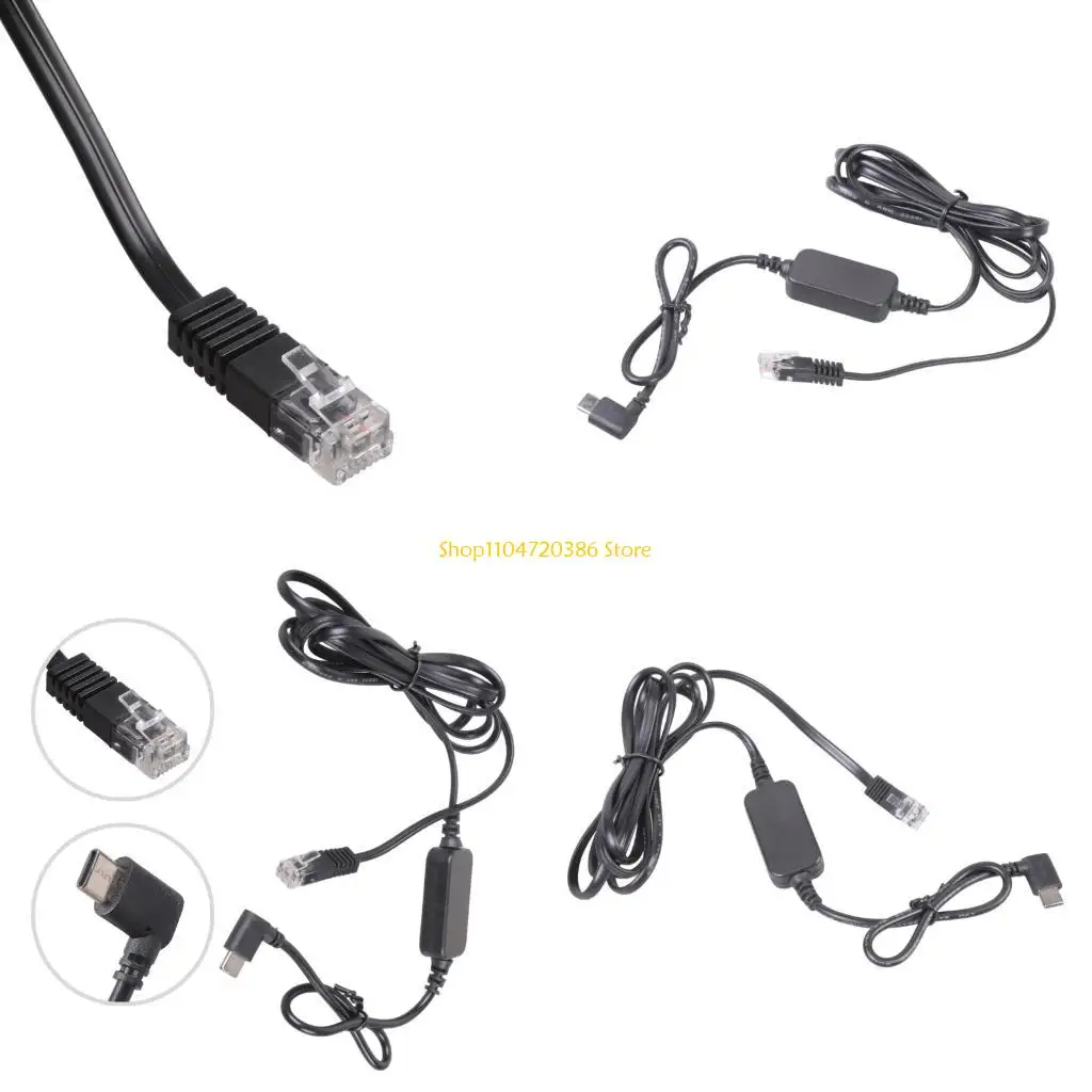 K0EA Long 1.75m USB C 5V to RJ11 12V Power Supply Cable with 90 Degree Bend for Tight Space in Vehicles