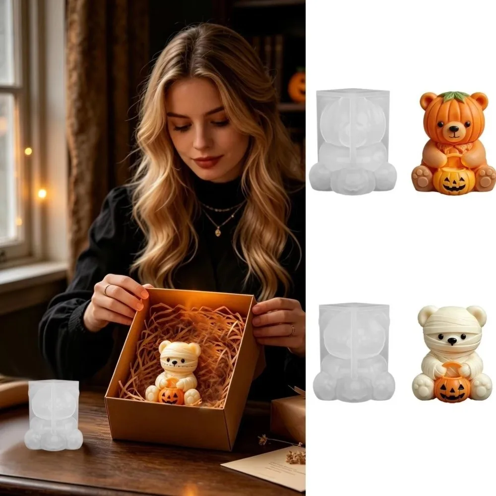 Candle Accessory 3D Shaped Pumpkin Bear Silicone Candle Mold Non-stick Soft Mummy Bear Mold Handmade Soap Mold DIY Craft