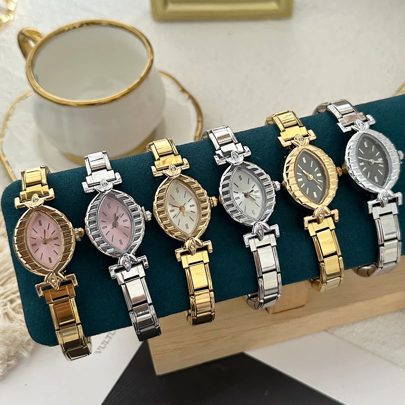 Classic Design Oval Shape Watch Dial Bangle High Quality Stainless Steel DIY 9MM Width Italian Elastic Charm Bracelet Jewelry