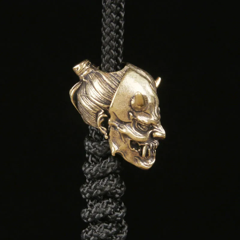 2026 Hot Sale Brass Rakshasa Wolf Girl EDC Knife Pendant Vintage Paracord Keychain DIY Braided Spacer Bead Charm