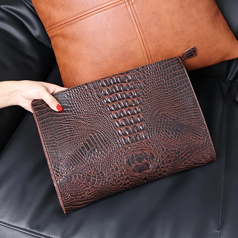 حقيبة كلاتش بنمط التمساح، حقيبة يد فاخرة على شكل ظرف، محفظة مسائية أنيقة للنساء - مثالية لموسيقى كرنفال ماردي غرا F