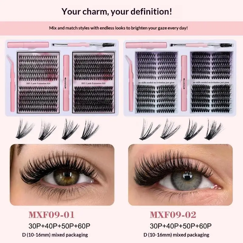 

480 Clusters Diy False Eyelashes Clusters Extensions Individual Cluster Natural Segmented With Glue,Remover,Lash Brush,Tweezers