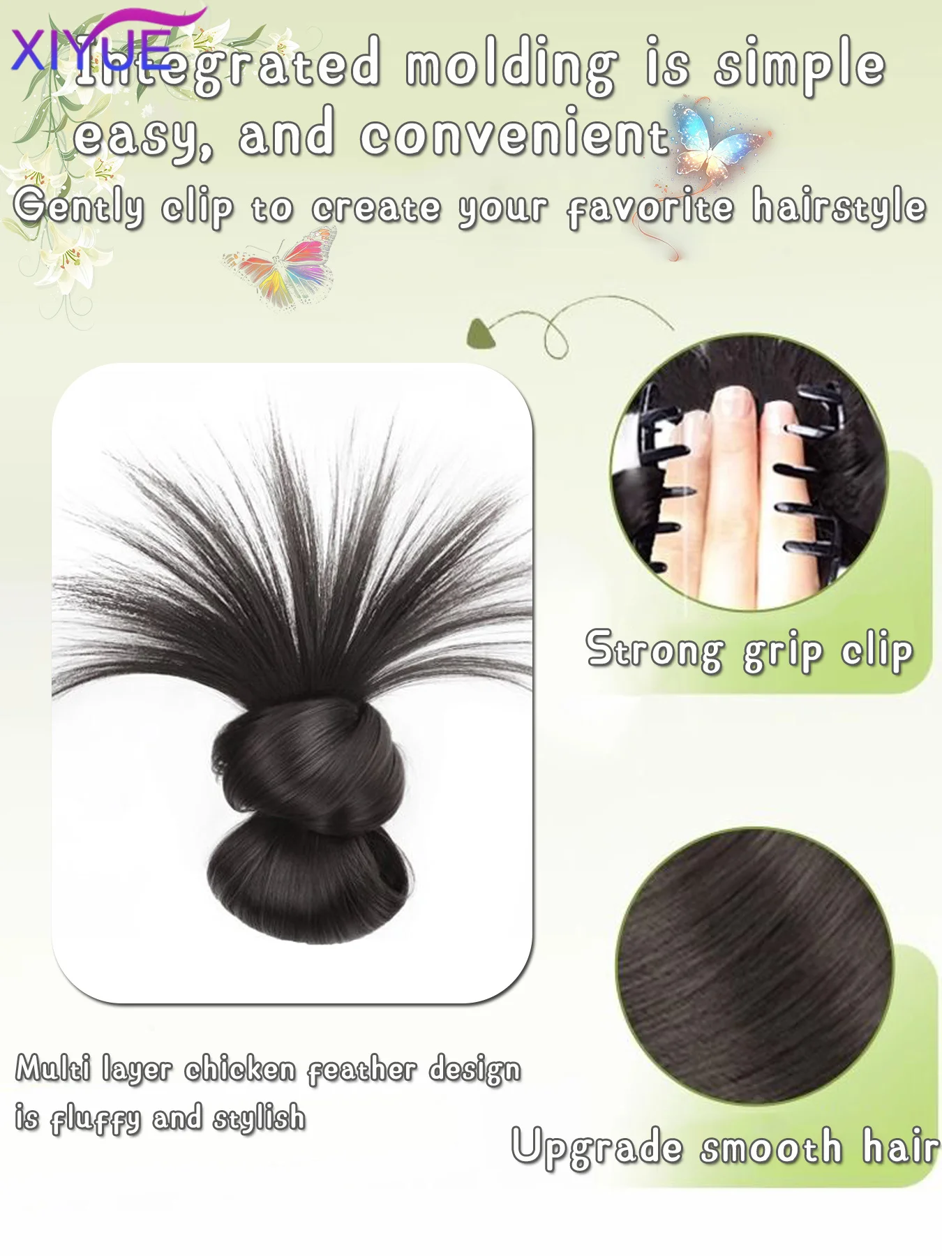synthetic Half-tie Hair Claw Feather Shuttlecock Head Lazy Meatball Head Crab Clip Wig Catch Clip High Ponytail Hair Accessories image 4