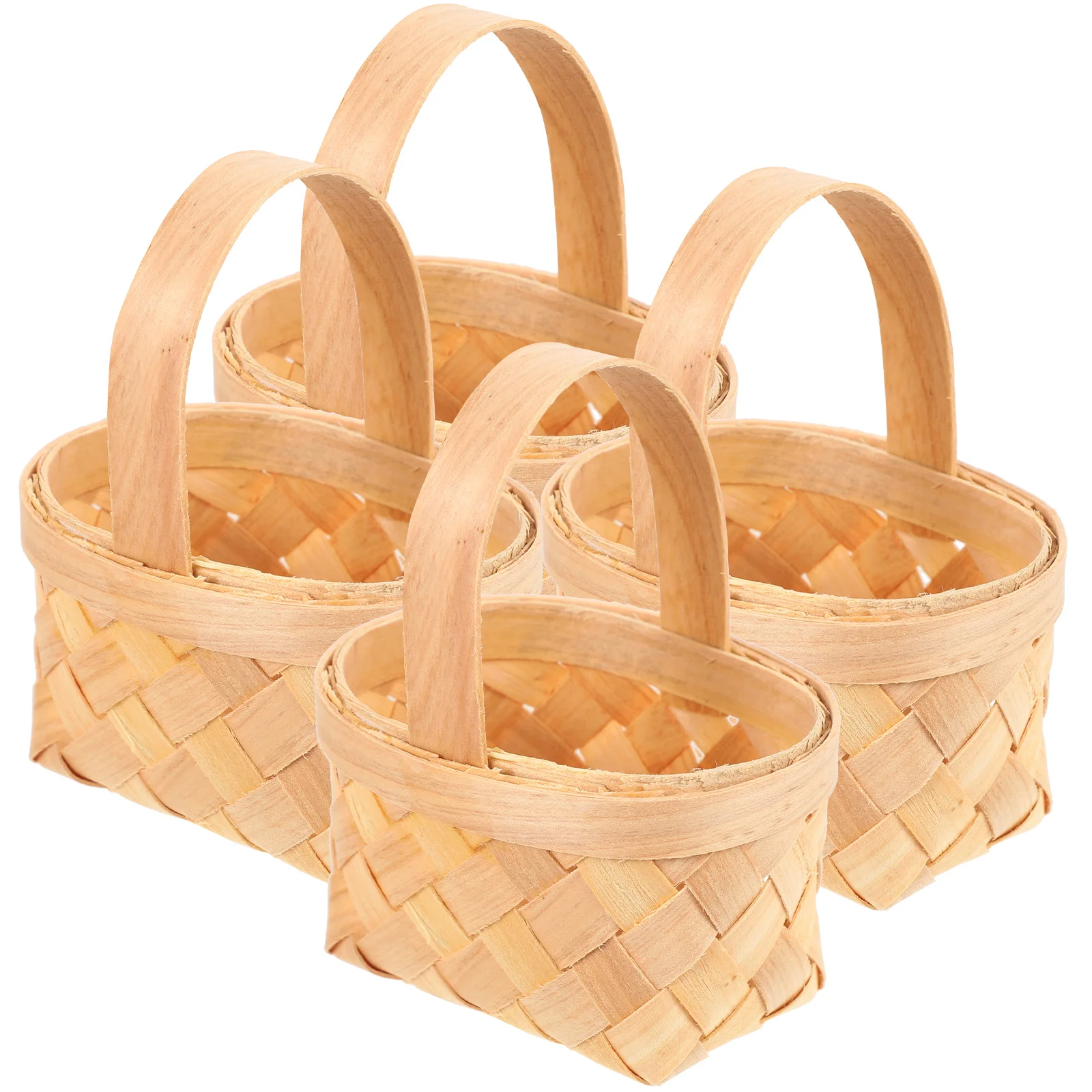 

4Pcs Flower Arrangement Baskets Stylish Woven Wood Basket for Hotel Lobby Dining Room Table Centerpiece Gift Idea
