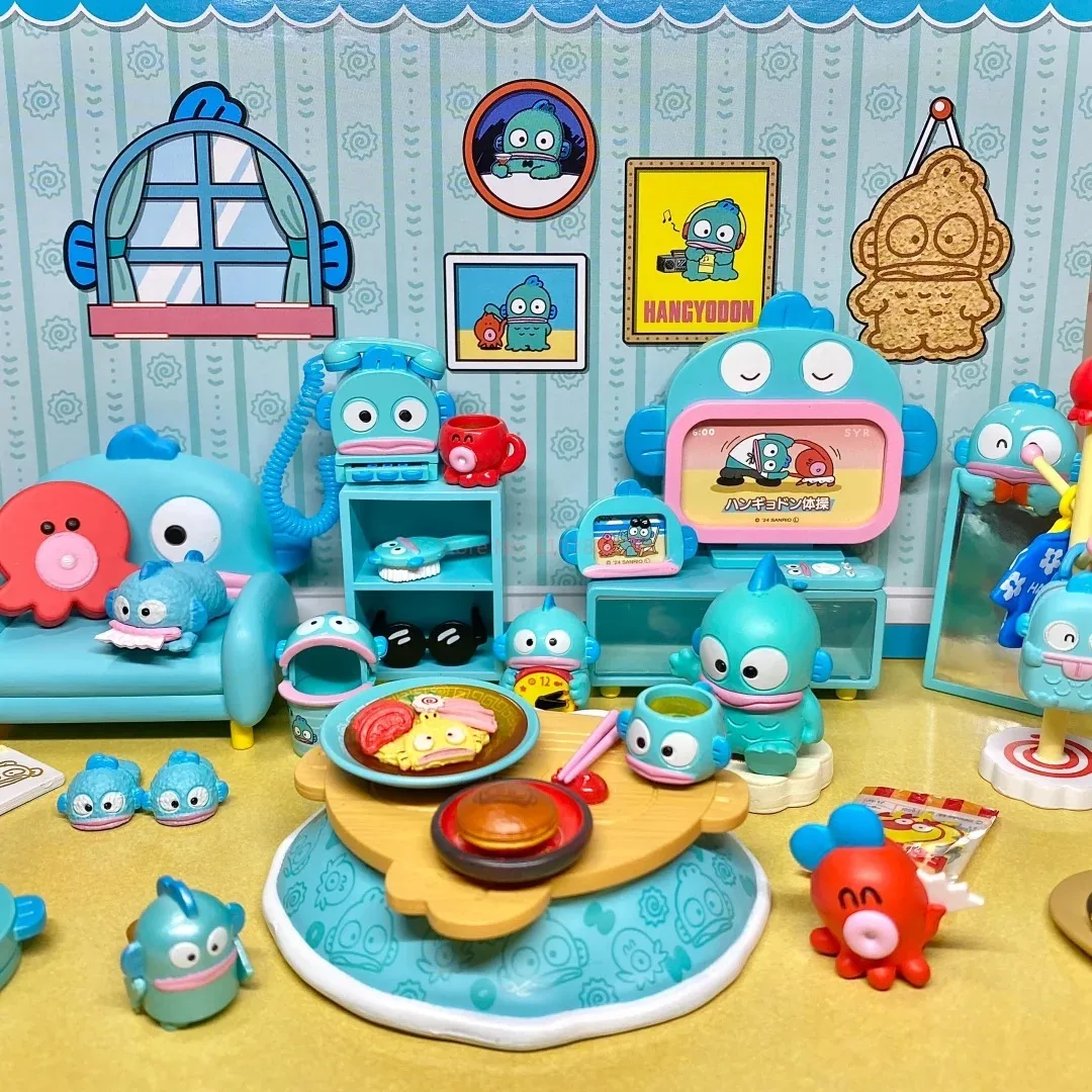 8 stücke Sanrio Hangyodon Zimmer Action Figur Spielzeug Für Kinder Geschenk Sammeln Modell Ornamente Hässliche Fisch Mini Blind Box Set