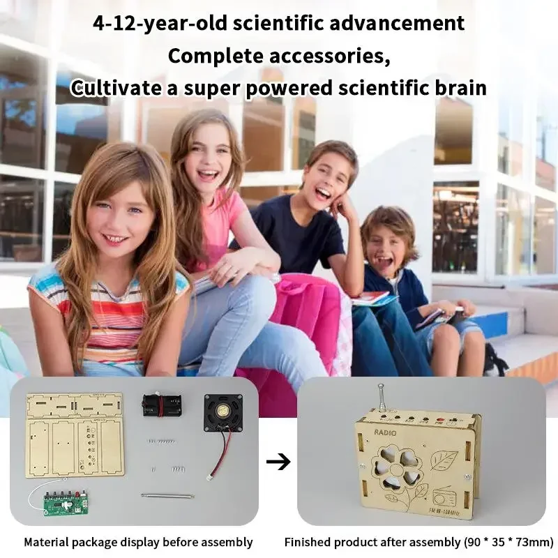 Portable DIY Wireless FM Radio Model Scientific Experiment Handmade Material Package Children's Small Gifts Desktop Ornament