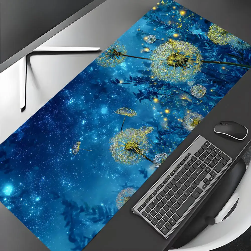 

Большие коврики для мыши Starry Sky Dandelion, игровые коврики, нескользящие настольные коврики, коврик для мыши с прошитыми краями, HD-печать, офисный коврик