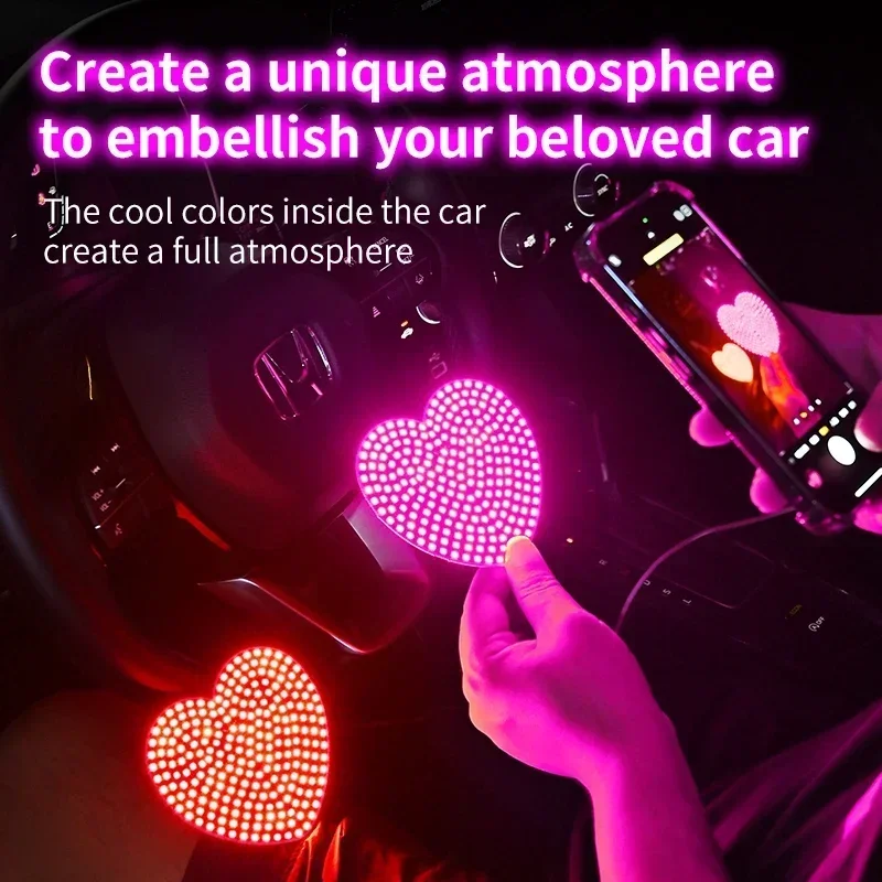 USB new car triangle window ambient light heart LED light car decoration light car interior rear windshield ambient light