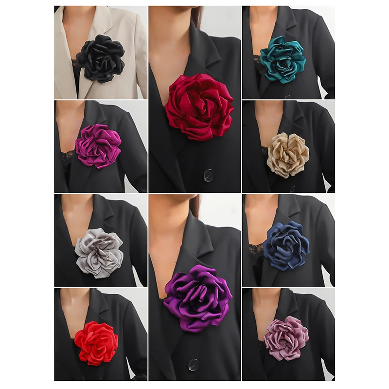 1 PC Luxury Handmade ผ้าจําลองดอกไม้ Burnt EDGE ออกแบบเข็มกลัดสําหรับผู้หญิงเข็มกลัด Headwear ตกแต่ง Pins Corsage