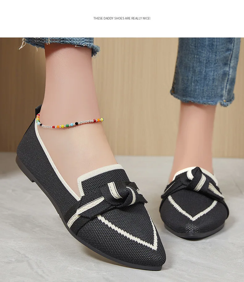 Shoes Women 2024 summer new breathable casual shoes a slip-on fashion pointed shoes flat shoes