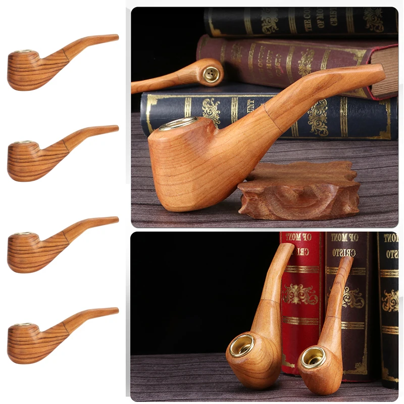 Classic Solid Wood Pipe Made From Polished Raw Wood With Natural Woods Grain Of Solid Woods Material, Handcrafted Pipe