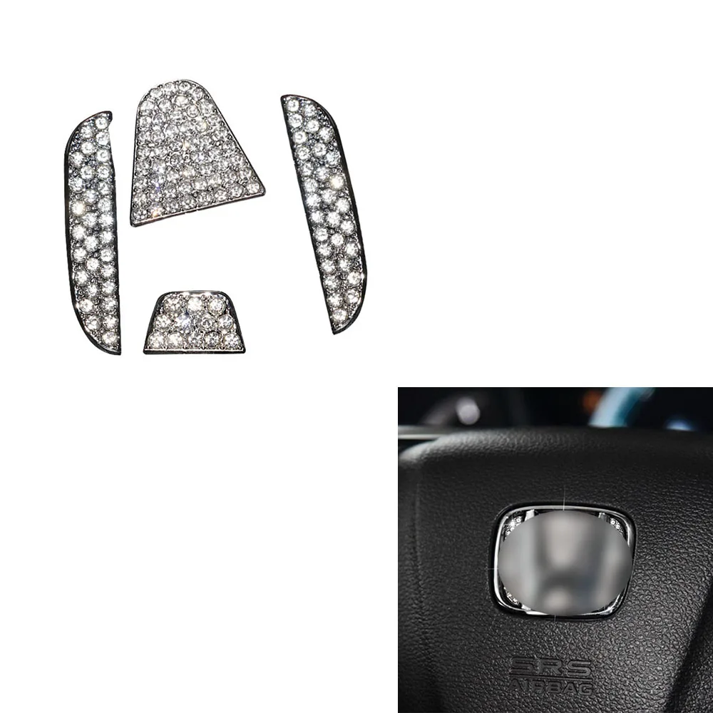 

Hurricane Fit for Honda car steering wheel logo cover decal sticker Bling for all Fit for 2015-2021 Accord Civic CRV FIT CRV
