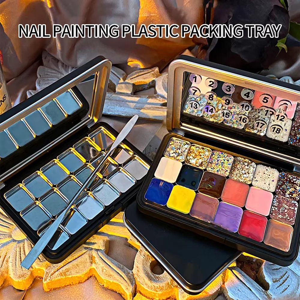 18 Grid Nail Art Supplies Watercolor Pigment Packaging Mini Handmade Moisturizing Storage Box Magnetic Empty Watercolor Palette