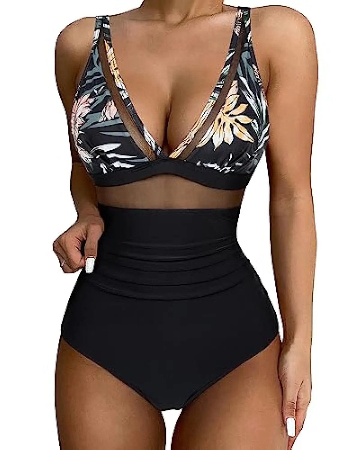 LeLeDolphin Deep V-neck Halter One-Piece Swimsuit for Women Sexy Hollow Mesh Monokini Beachwear 2023 Bathing Suits Swimwear