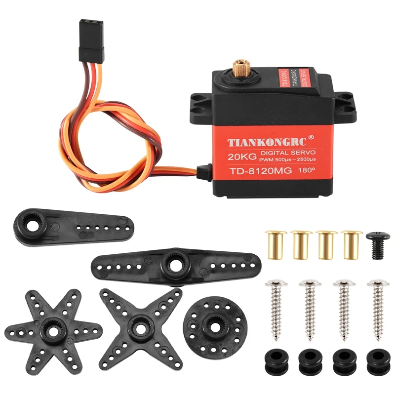 TIANKONGRC Td-8120Mg Waterproof Metal Gear Digital Servo with 20Kg High Torque 180Angle for Rc Remote Control Car Model Vehicle 