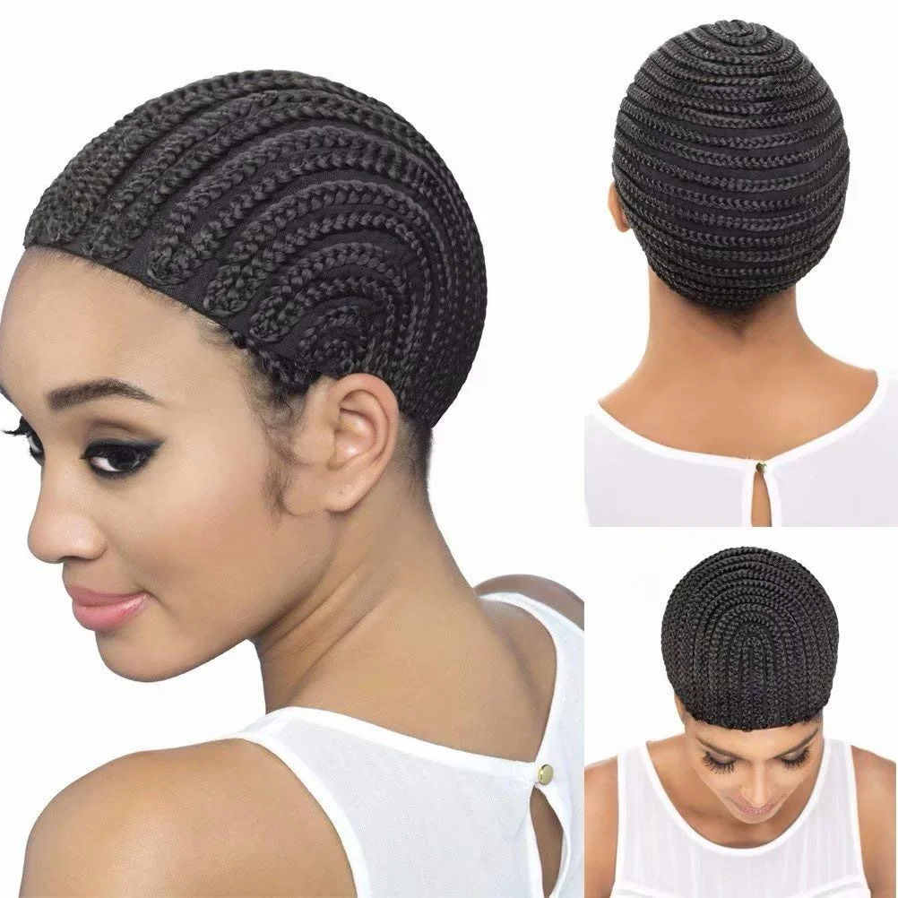 

3pcs/Lot Braided Cap Elastic Cornrow Cap For Weave Crochet Comfortable Wig Caps For Making Wigs Black Wig Net S/M/L Top Quality