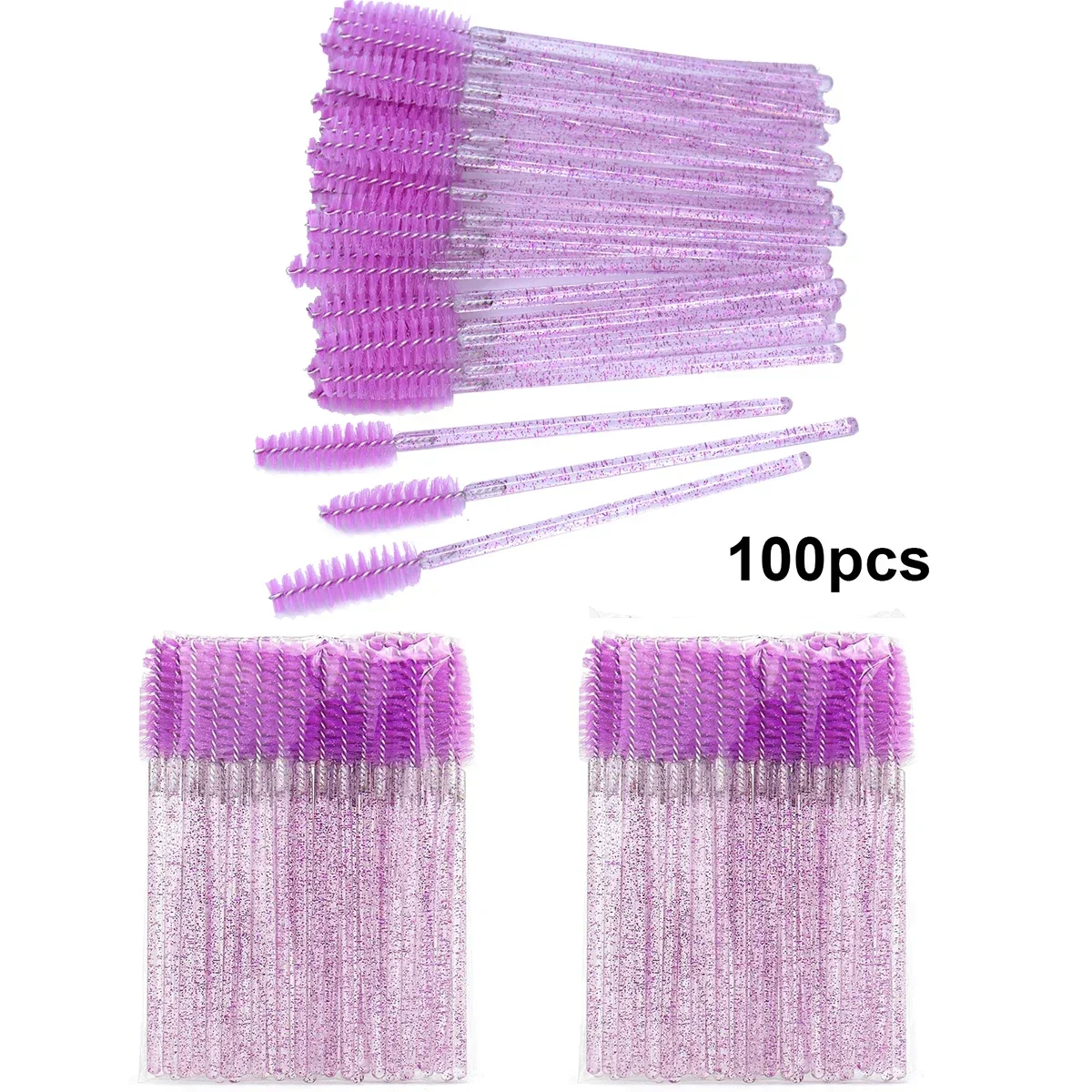 100 Stück Einweg-Wimpernbürsten Spoolies Micro Lash Mascara Wands Kämme Großhandel für Wimpernverlängerung Make-up Kosmetikwerkzeuge