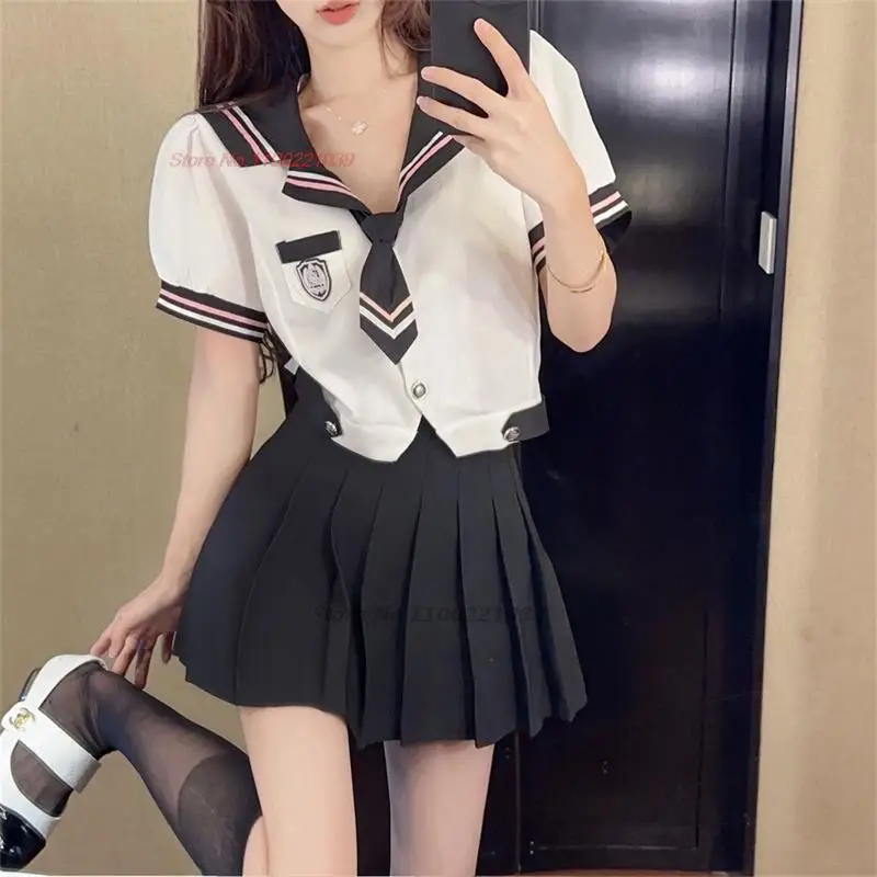 2024 chinese girl uniform suit student daily japanese jk uniform set short sleeved white shirt mini pleated skirt jk uniform