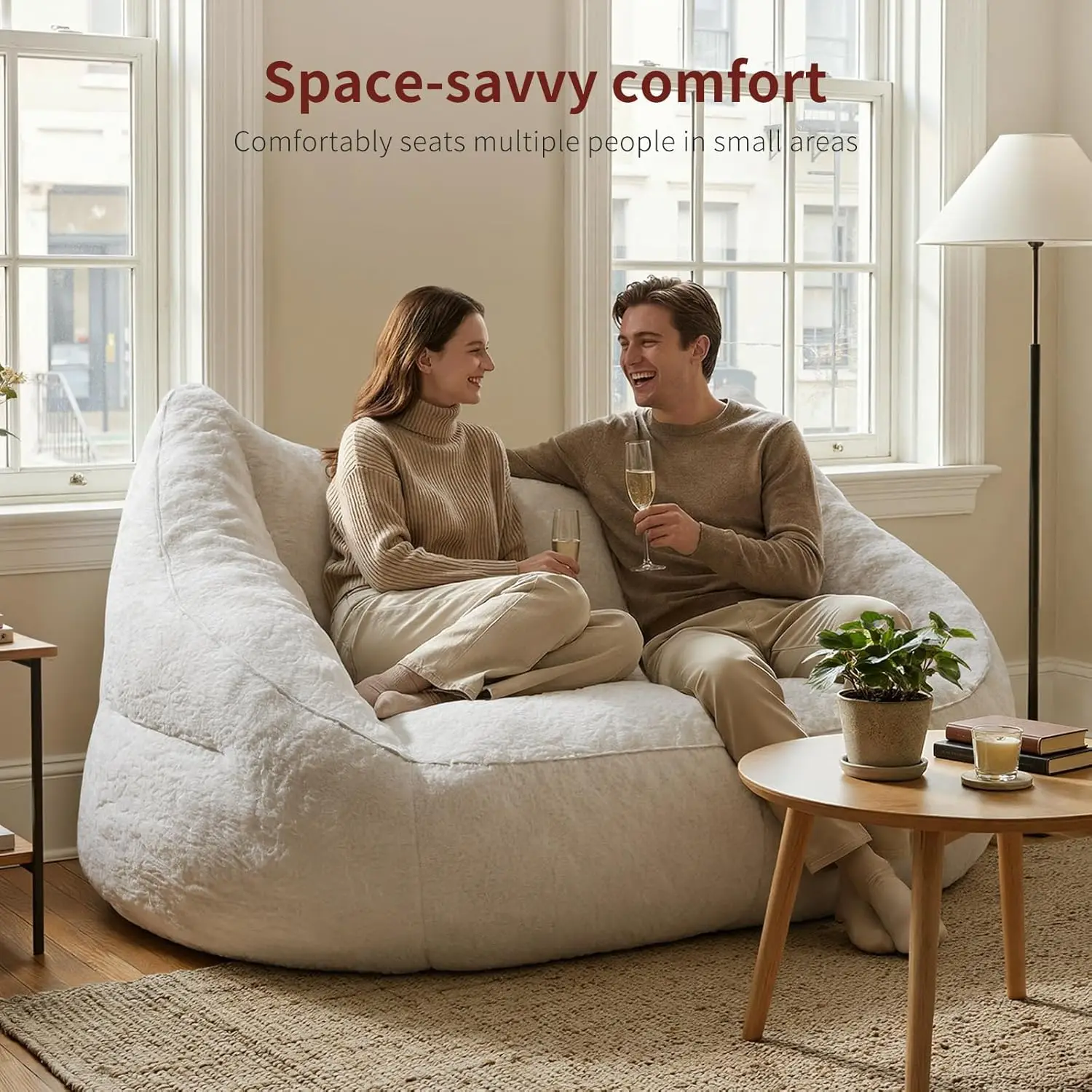 70.9" Oversized Bean Bag Loveseat Sofa 3