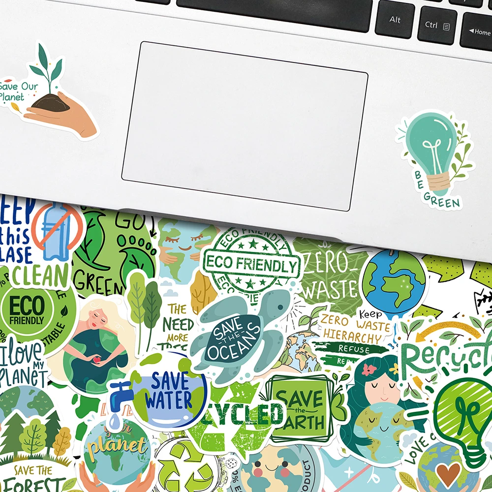 10/30/50pcs Green Ecology Cartoon Stickers Protect the Environment Decals Decoration For Notebook Wall Phone Waterproof Sticker