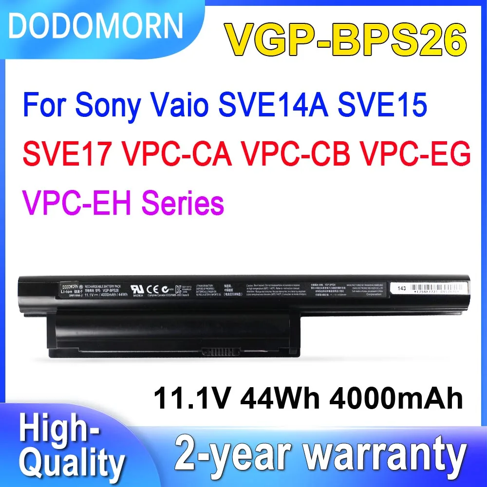 DODOMORN VGP-BPS26 For Sony Vaio BPL26 BPS26A SVE14A SVE15 SVE17 VPC-EH VPC-EG VPC-CA VPC-CB Laptop Battery 11.1V 44Wh 4000mAh