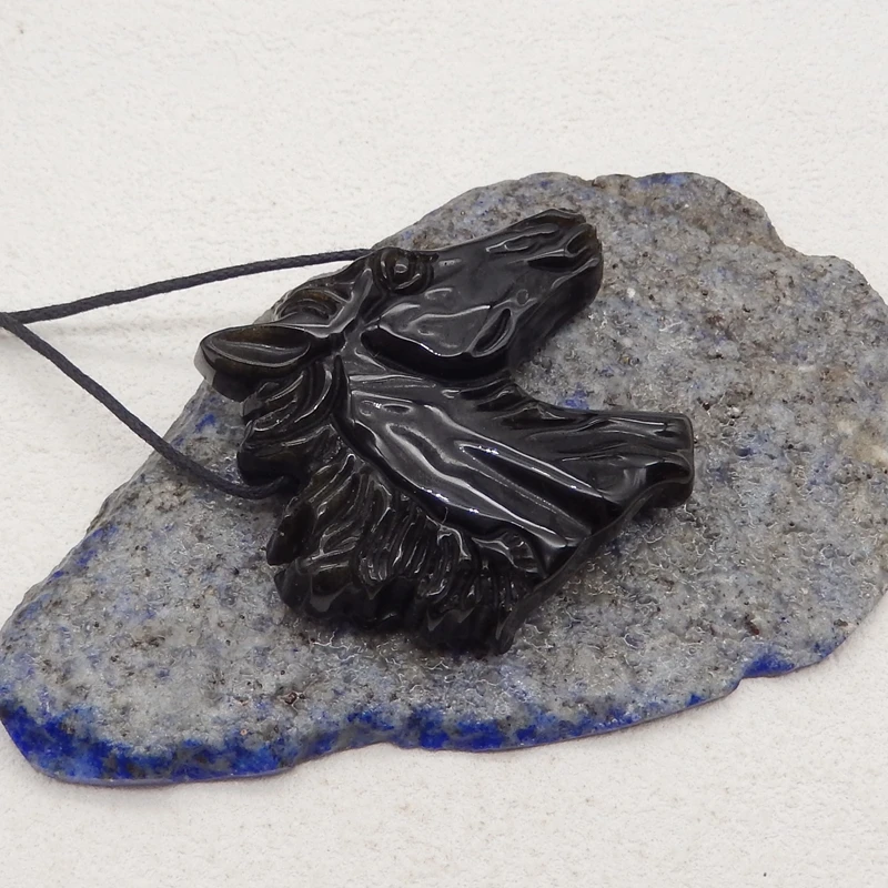 Полудрагоценные натуральные камни, золотой обсидиан, резная искусственная бусина 42x39x9 мм, 21 г, модные ювелирные украшения, аксессуары для ожерелья