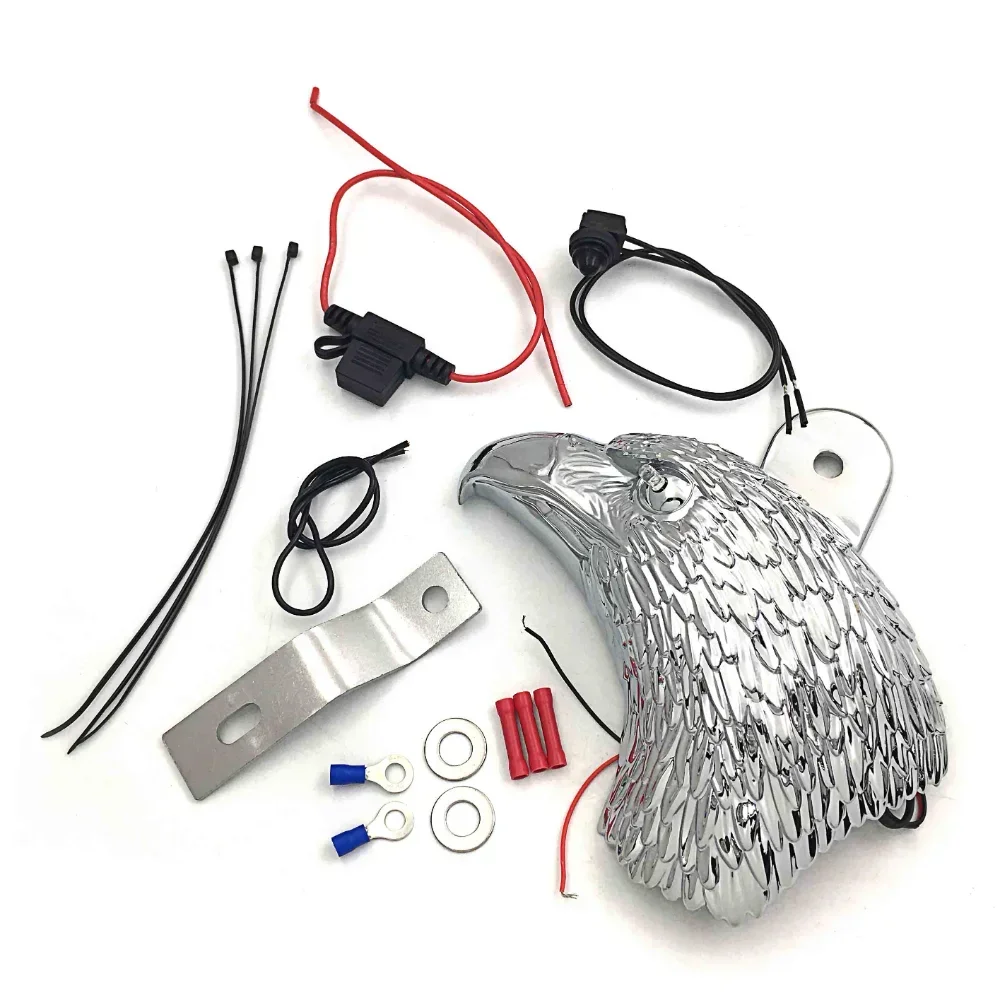 

Motorcycle Eagle Head Horn Cover for 1992 and Up Harley-Davidson with Side Mount "cowbell" V-rod's with Red LED Light