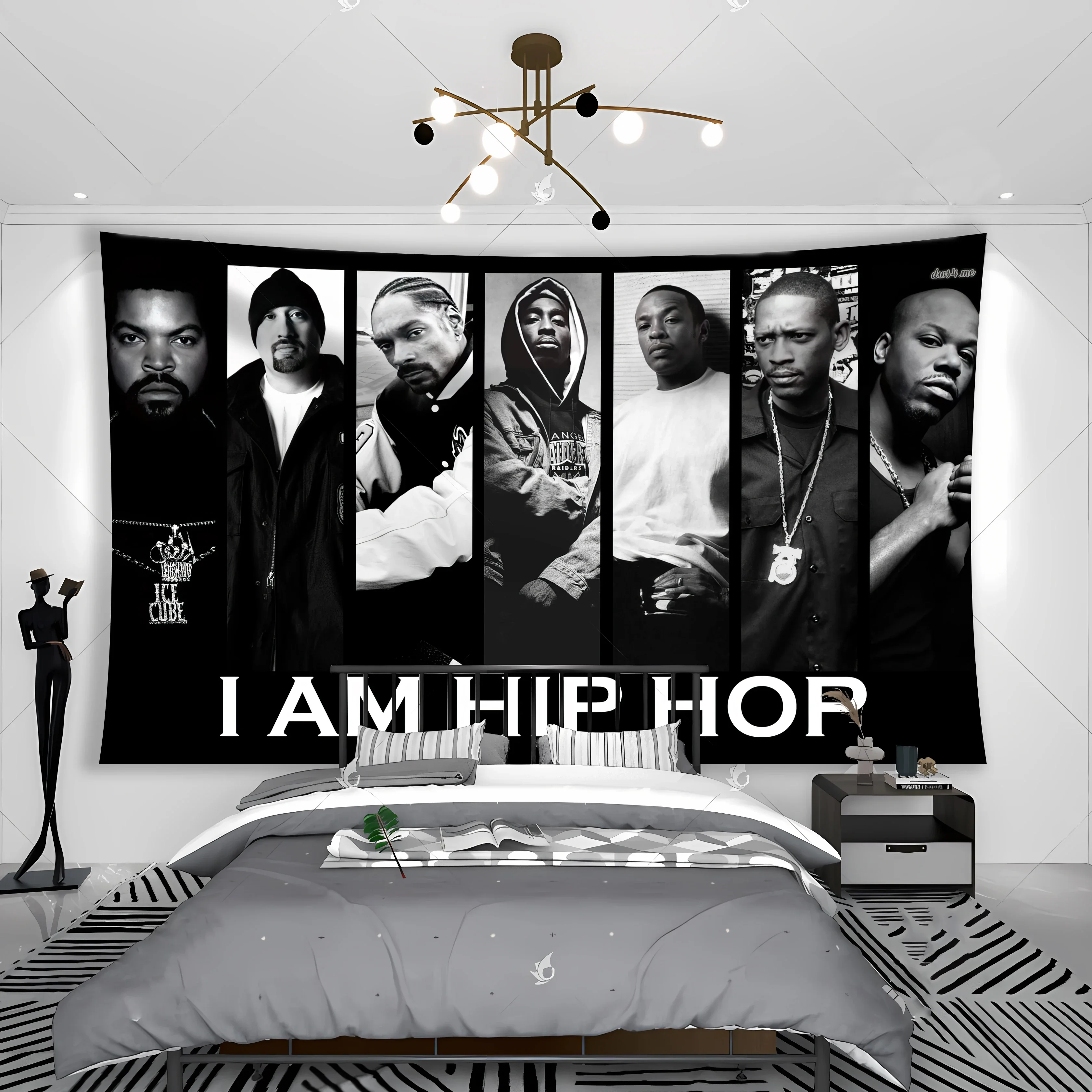 Tapestry Banner Music para decoração de casa, I'M, Hip Hop, Rapstar, Tupacs, Rock, Clube, Sala, Cabeceira, EM