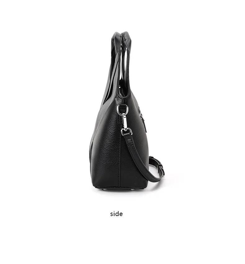 Aidrani Damen-Handtasche aus echtem Rindsleder, schwarz, gewebtes Karodesign, Schulter- und Umhängetasche – Detail 9