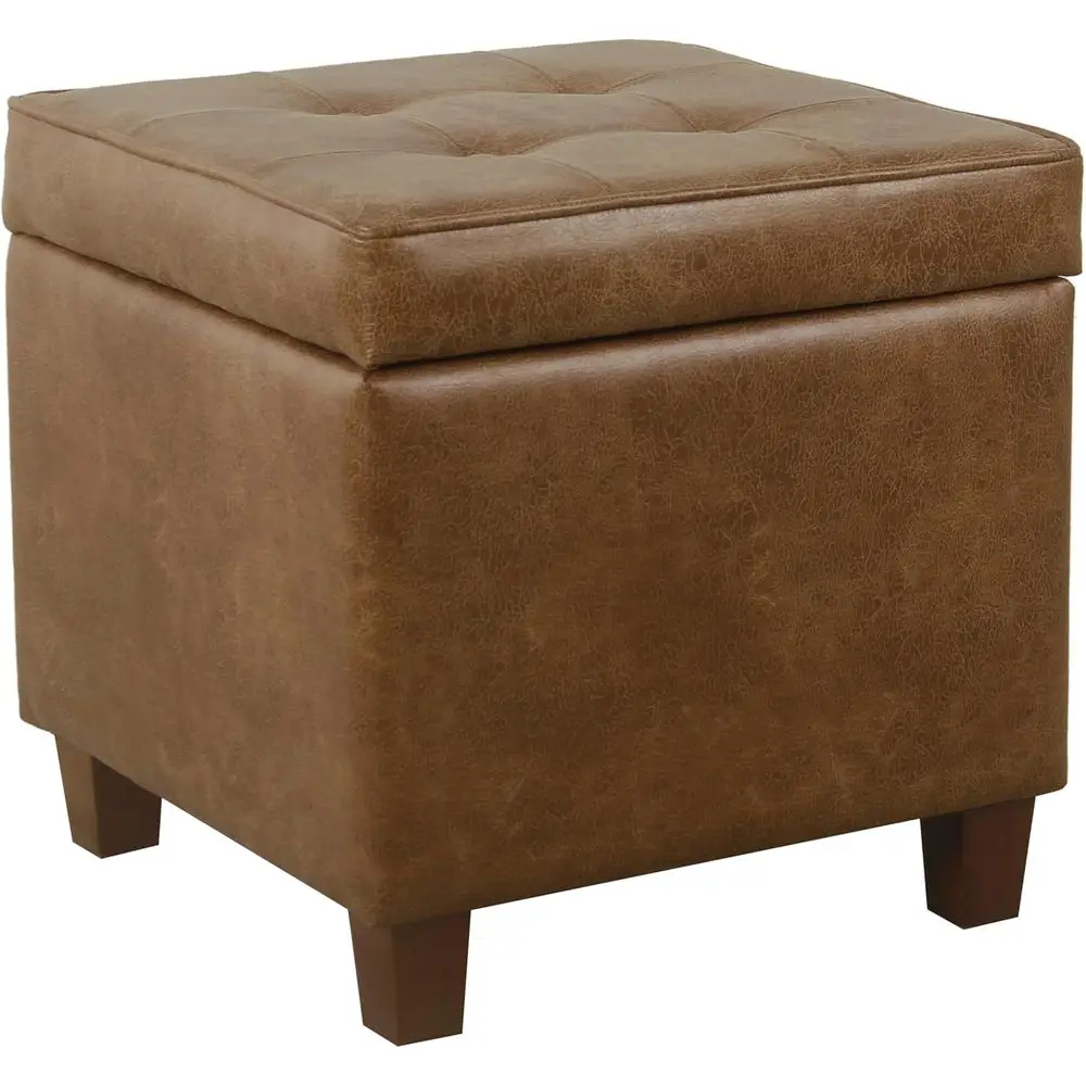 

Square Tuted Storage Ottoman - Distred Brown aux Leather Small kamp sandalyesi upholstered bench arredamento