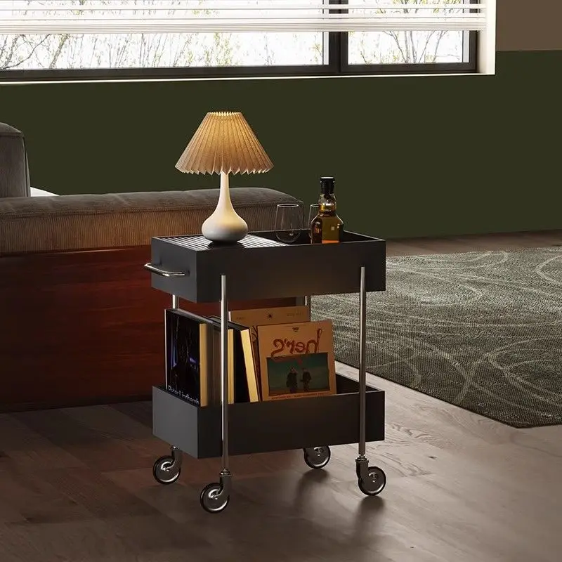 For multi-layer medieval large storage racks, movable sofa side racks