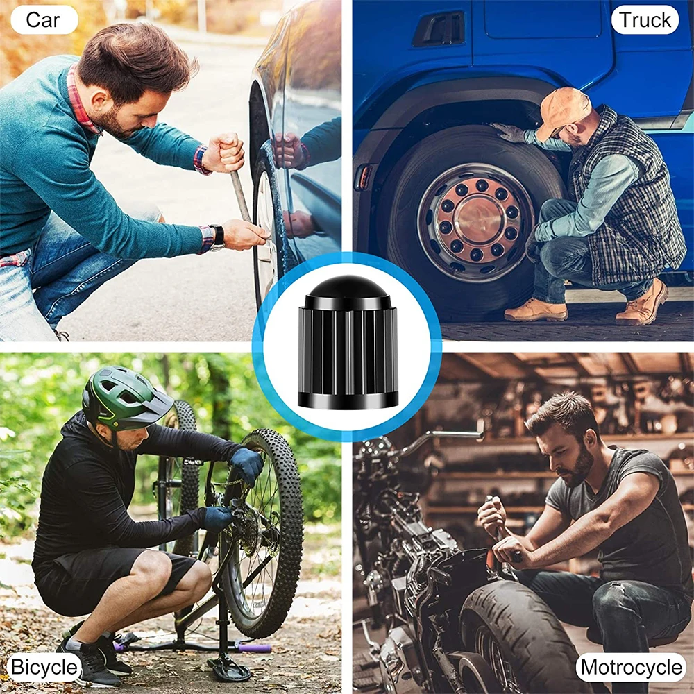 Tyre Valve Dust Caps Valve Stem Covers Plastic Tire Caps With O Rubber Ring For Car, Motorbike, Trucks, Bicycle Airtight Seal