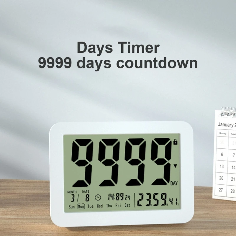 Digital 9999-Days Countdown Timer Multi-Function Electronic Timer for Retirement Vacation Exam Wedding Study Kitchen Dropship