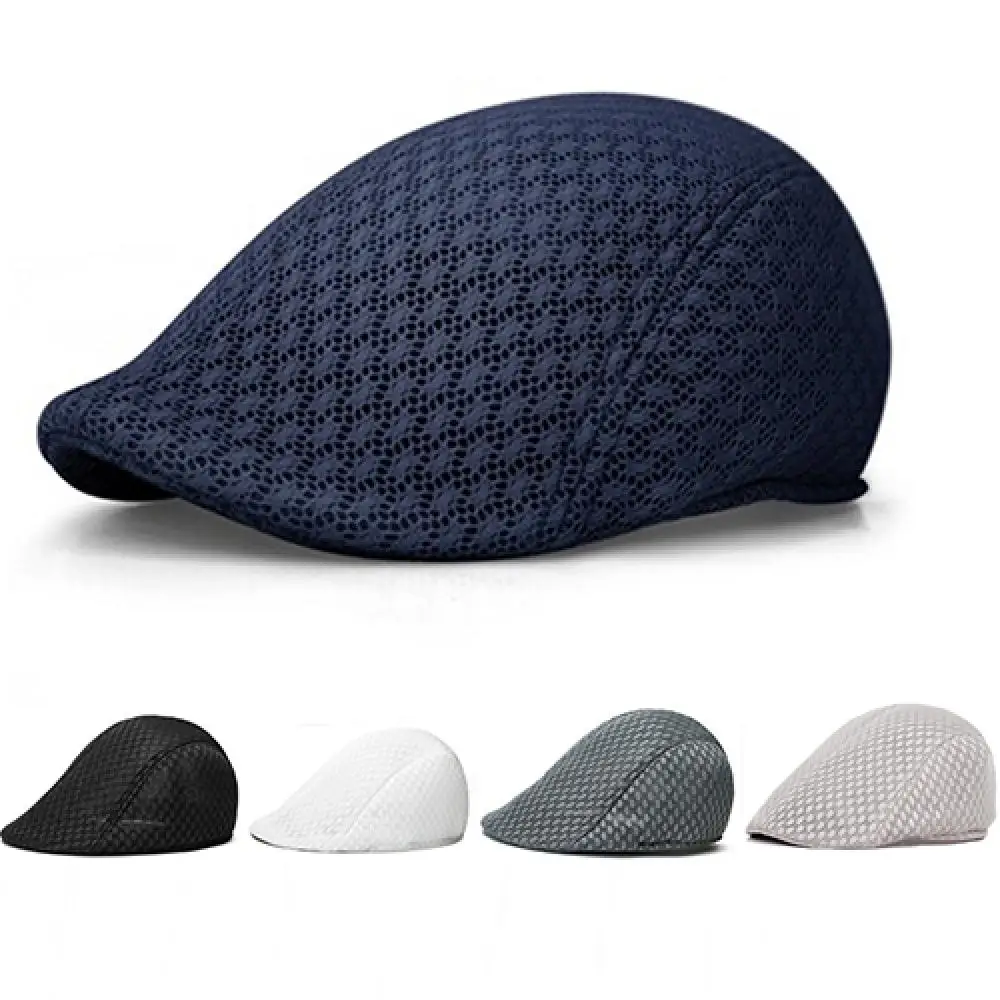 Unisex British Style Fashion Duck Mesh Sun Flat Cap Golf Beret Newsboy Cabbie Baseball Hat Men Women Beret Hat Newsboy Headwear