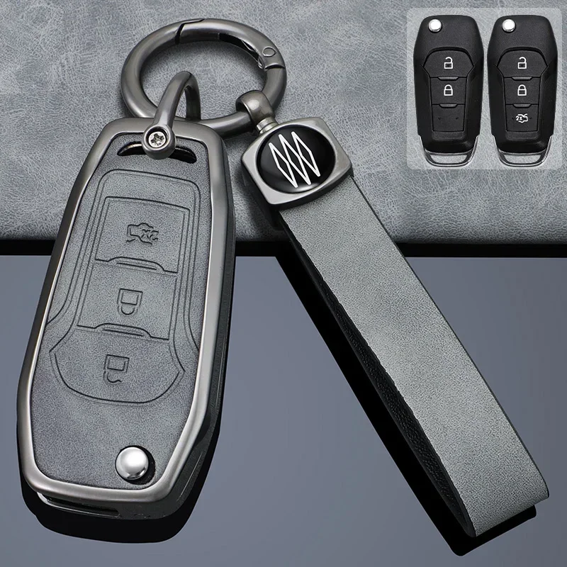 

2 3 Buttons For Ford Car Key Case Cover Holder Figo 2017 Mondeo 5 Ecosport Puma 2020 Zinc Alloy + Leather Fiesta Everest Ranger