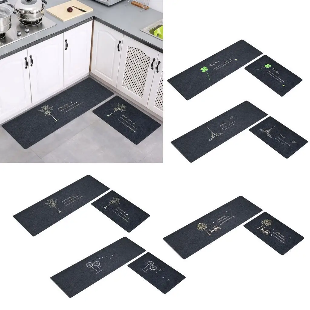 Anti-fatigue Kitchen Mats Set of 2 Washable Non Skid Runner Rug for Indoor Entrance Bathroom