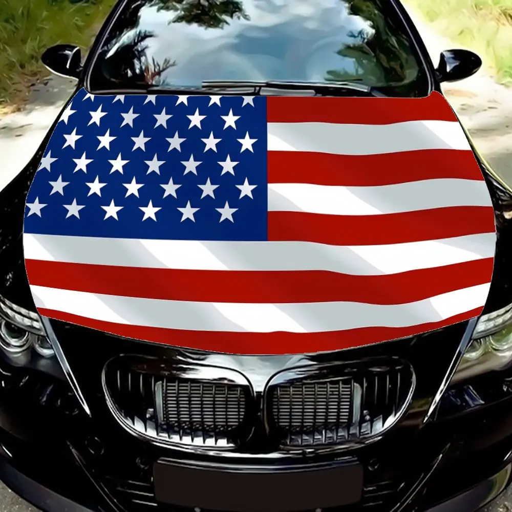 Flag of the United States Car Hood Wrap Color Vinyl Sticker Truck Graphic Bonnet DIY Auto Accessories Decoration Decal Gift