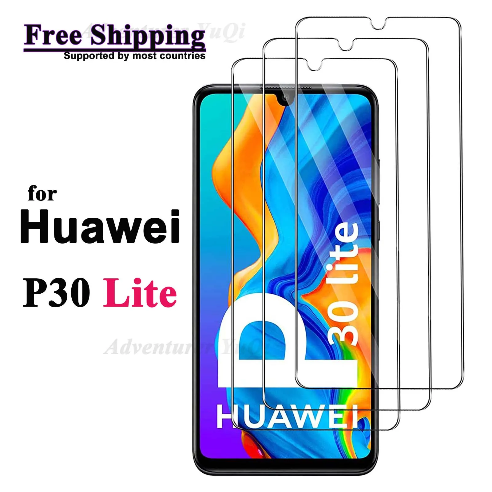 Screen Protector For Huawei P30 Lite, Tempered Glass HD Crystal 9H Anti Scratch Case Friendly High Aluminum