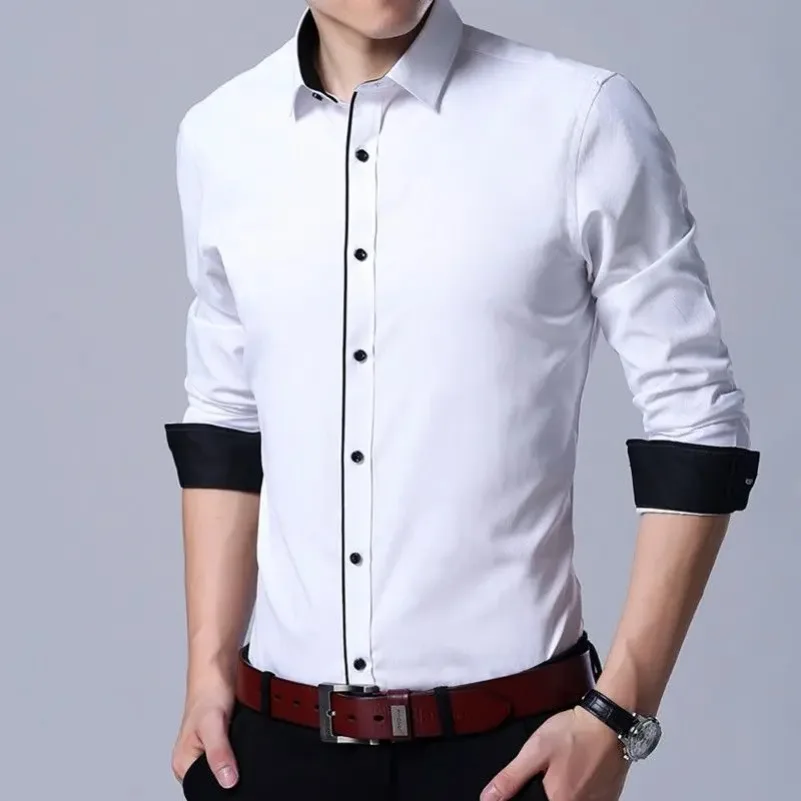 

Plus Large Size 9XL Slim Fit Mens Business Casual Long Sleeved Shirt Plain Multi-color Classic Male Social Dress Shirts KOACUS