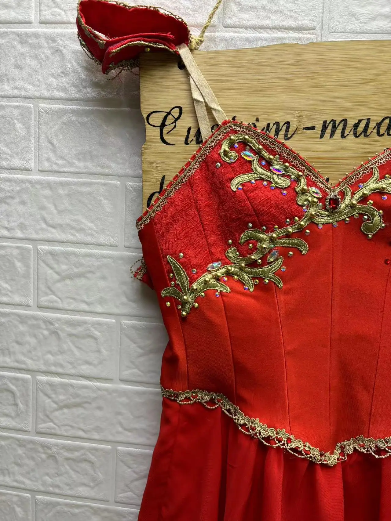 Fine Pattern Custom Size Custom Color Kids Girls Performance Wear Contemporary Red Lyrical Ballet Dress