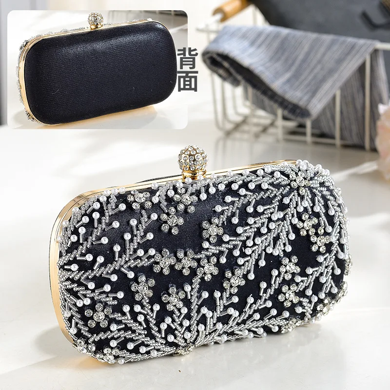 Schwer Perlenverzierte Abendtasche für Damen, Perlen-Strass-Clutch für Hochzeit, Abschlussball, Party, Formelle Kleidung, Accessoire-Handtasche
