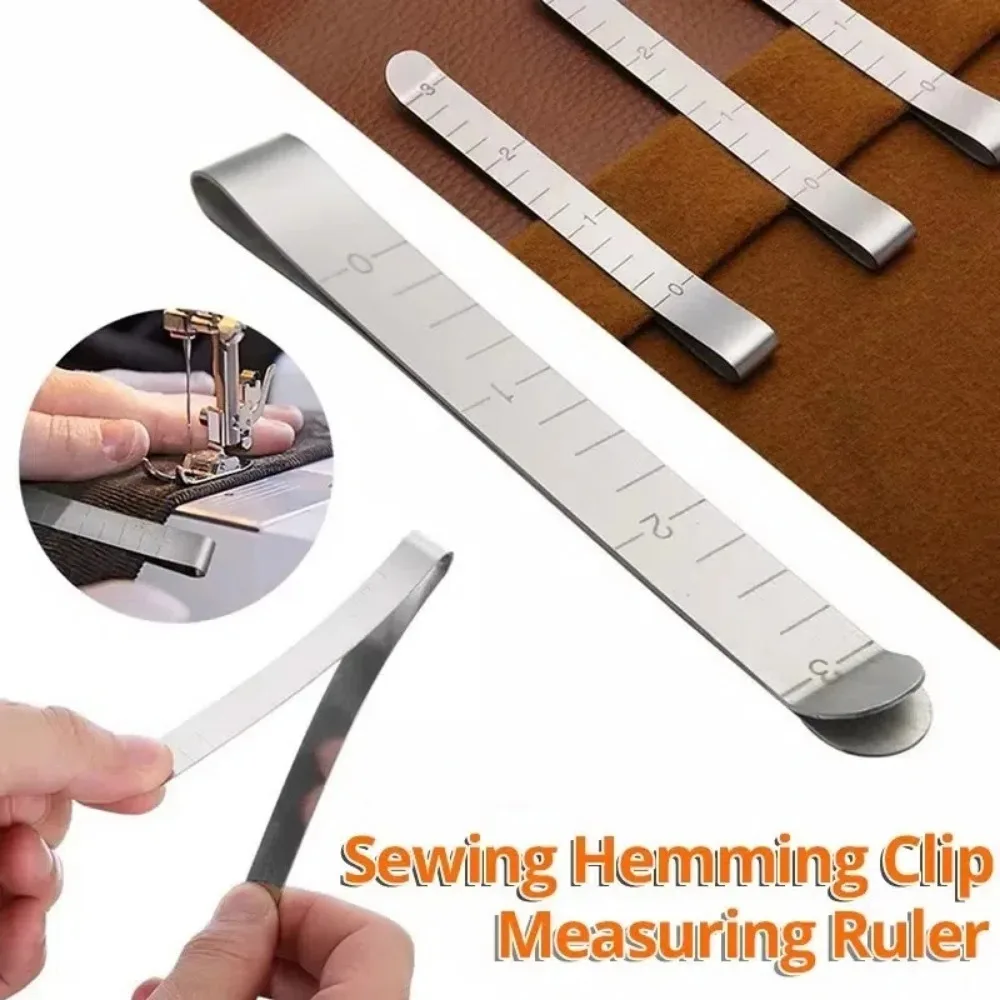 20pcs New Stainless Steel Hemming Clips DIY 3inch Metal Sewing Clips Measuring Ruler Tool For Fabric Craft