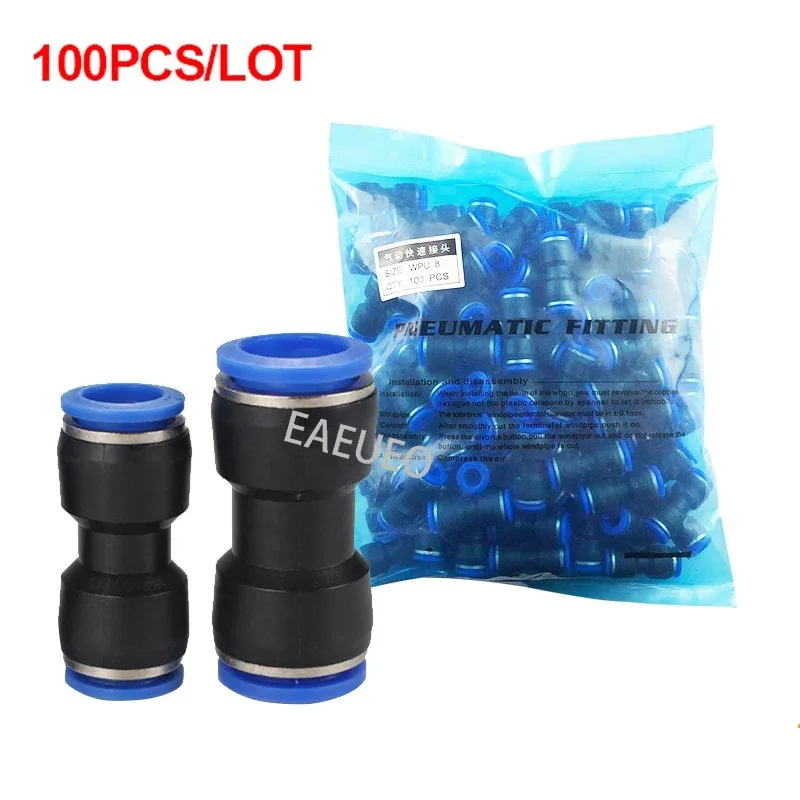 

100pcs/Pack PU Pneumatic Fittings I type 2-way Straight connector for OD 4mm 6mm 8mm 10mm 12mm 14mm 16mm tube