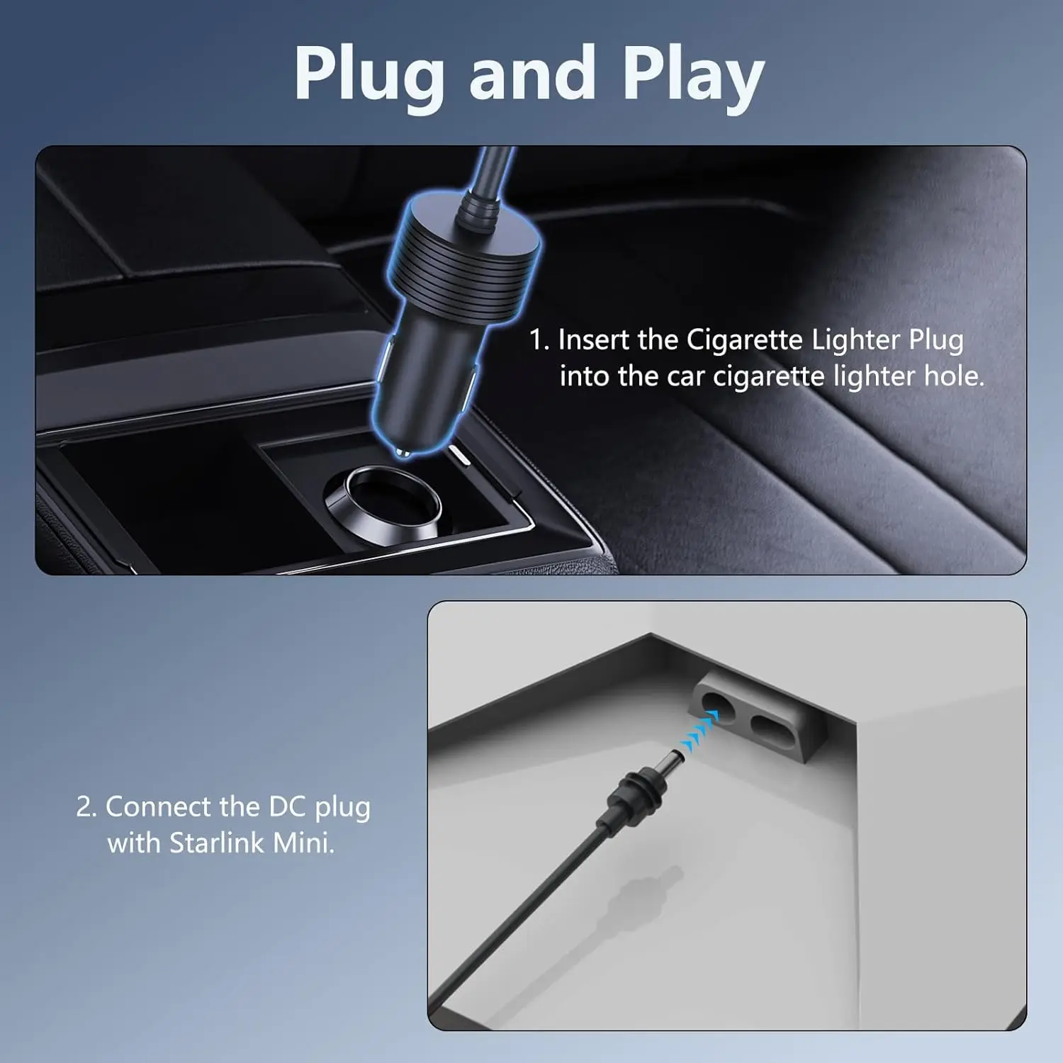 كابل Starlink Mini 5M/16.4FT، كابل طاقة محول السيارة 12 فولت، ولاعة سجائر مقاومة للماء 18AWG إلى سلك تيار مستمر، شاحن سيارة 12 فولت-24 فولت f