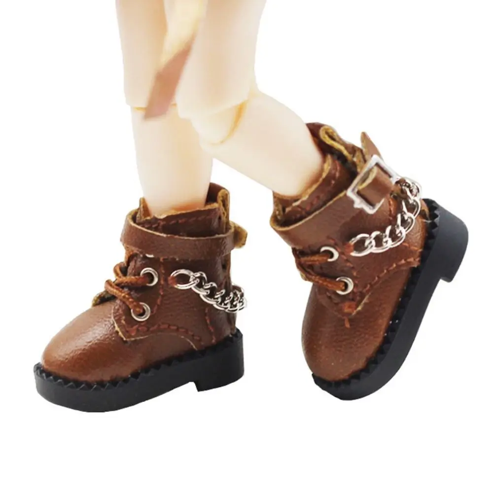 1 Pair Lovely PU Leather OB11 Doll Shoes Chain Boots High-heeled Bjd Doll Chain Shoes Casual Mini 1/12 Bjd Doll Shoes Obitsu11