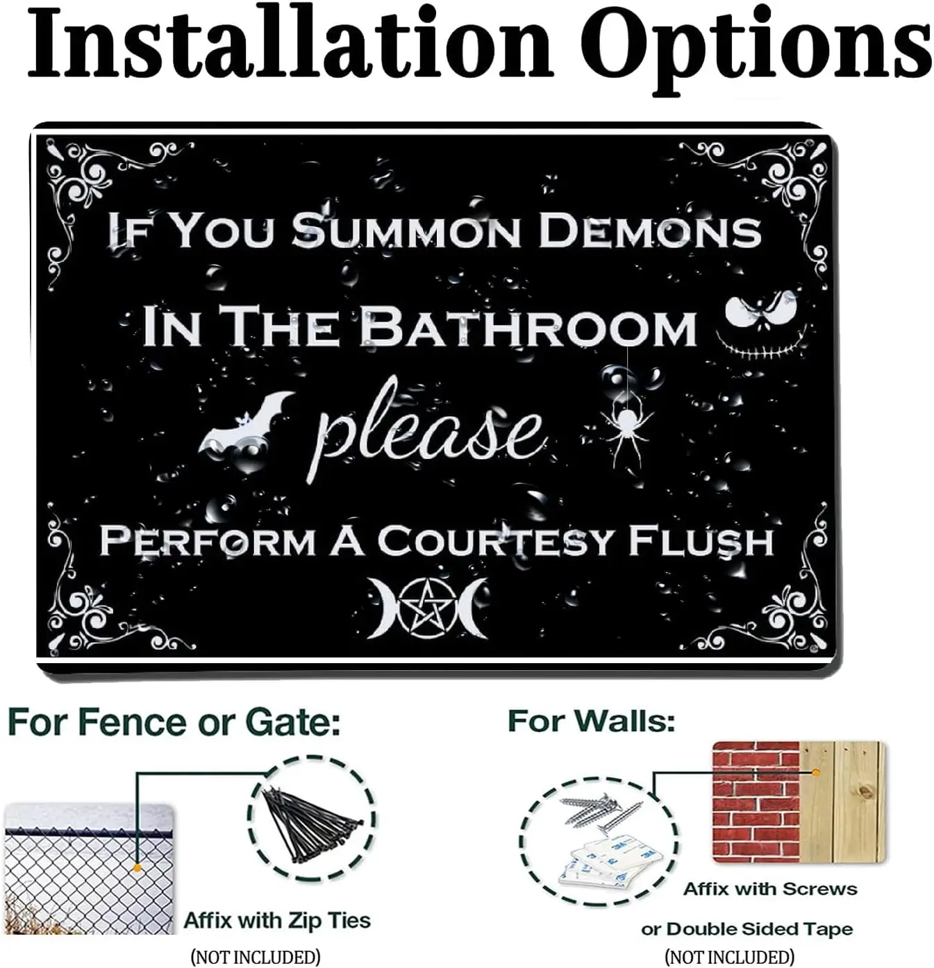 If You Summon Demons in the Bathroom Sign Vintage Bathroom Metal Sign Funny Halloween Humor Goth Gothic Bathroom Decor