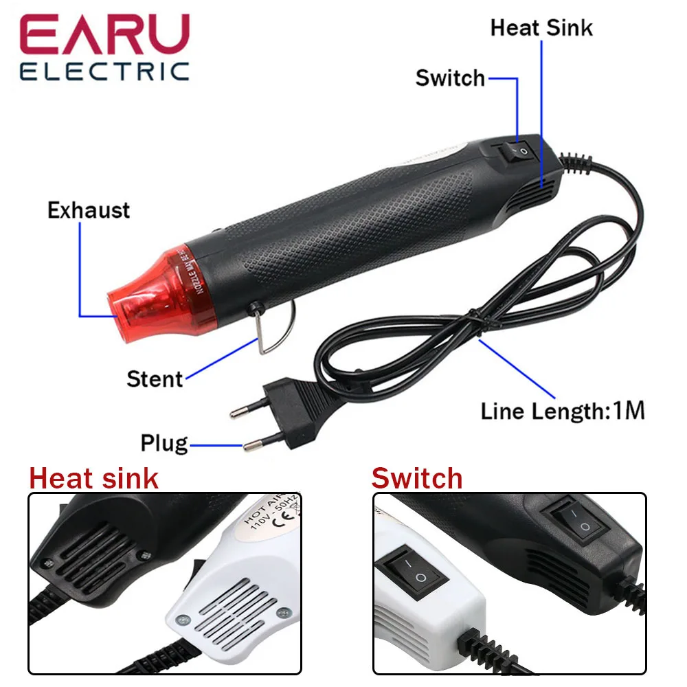 EU US 110V 220V DIY Using Heat Gun Electric Power Tool Hot Air 300W Temperature Gun With Supporting Seat Shrink Plastic DIY Tool